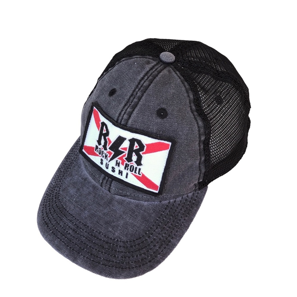 LEGACY 92 ROCK N ROLL SUSHI Snap Back Distressed Gray Trucker Hat